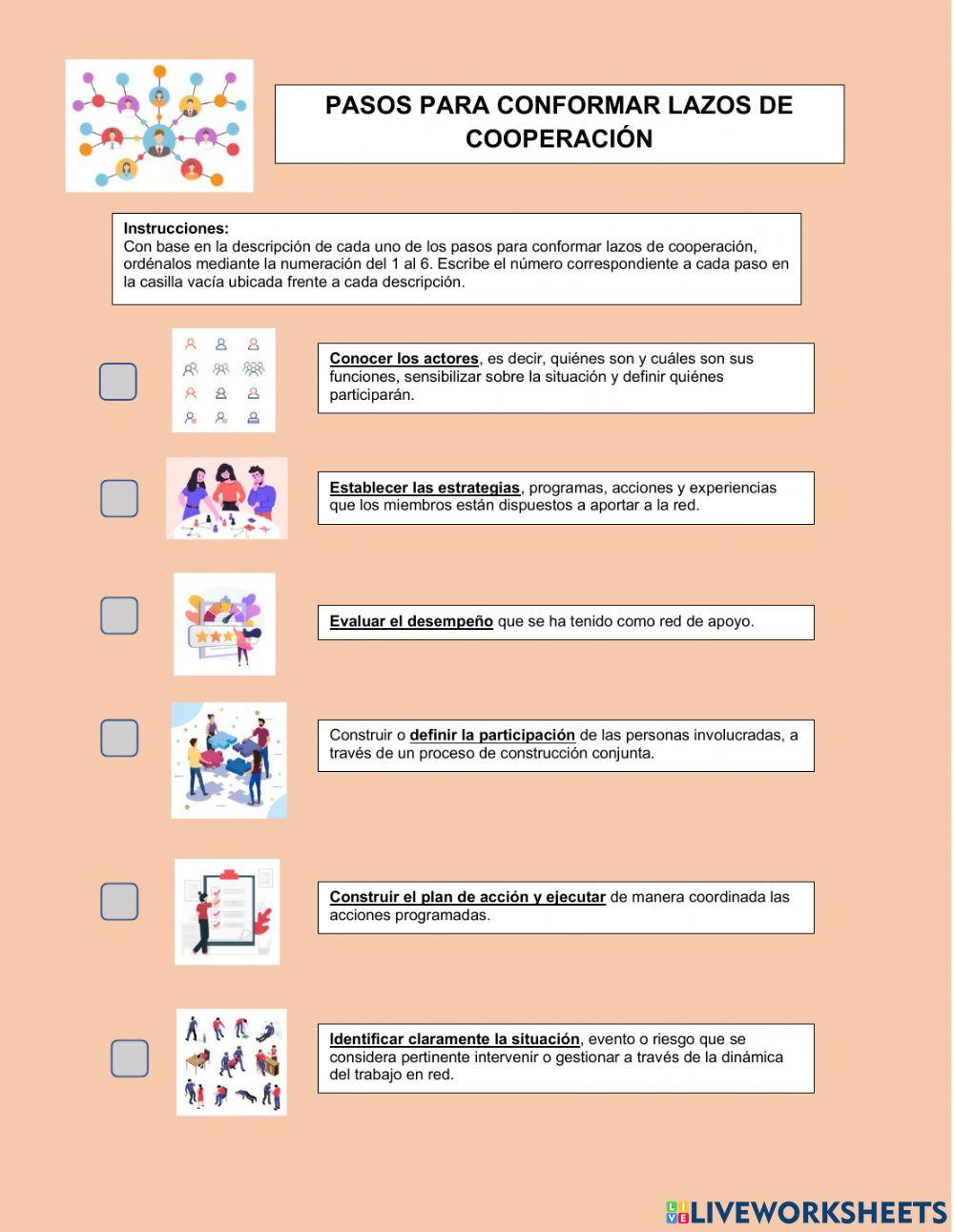 Pasos para conformar lazos de cooperación
