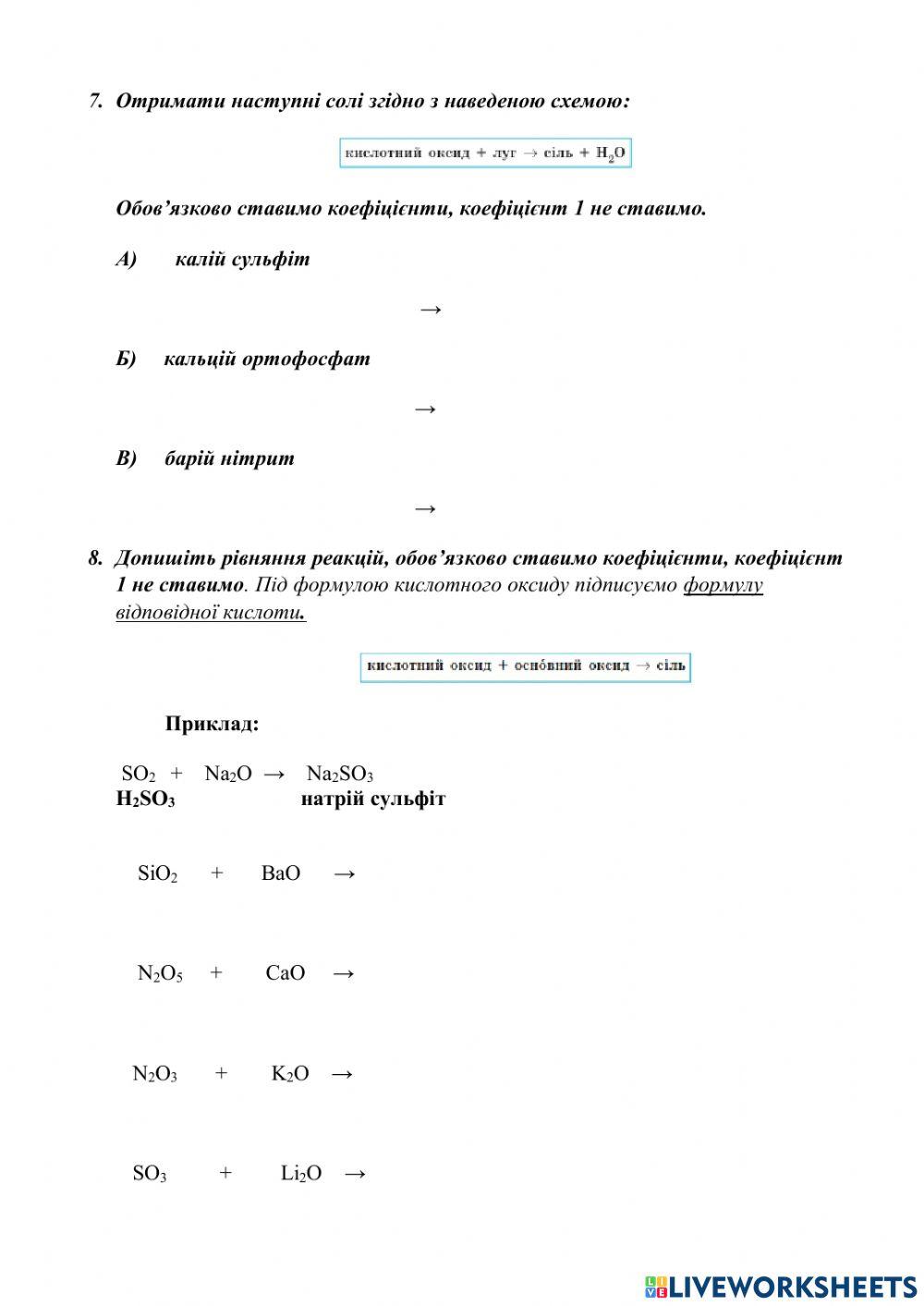 Хімічні властивості оксидів