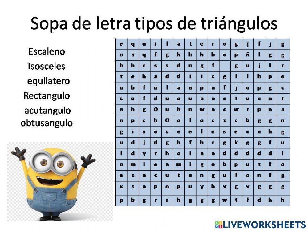 Sopa de letra tipos de triángulo