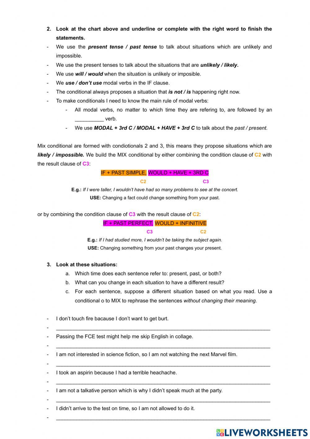 Conditionals 0 to mix