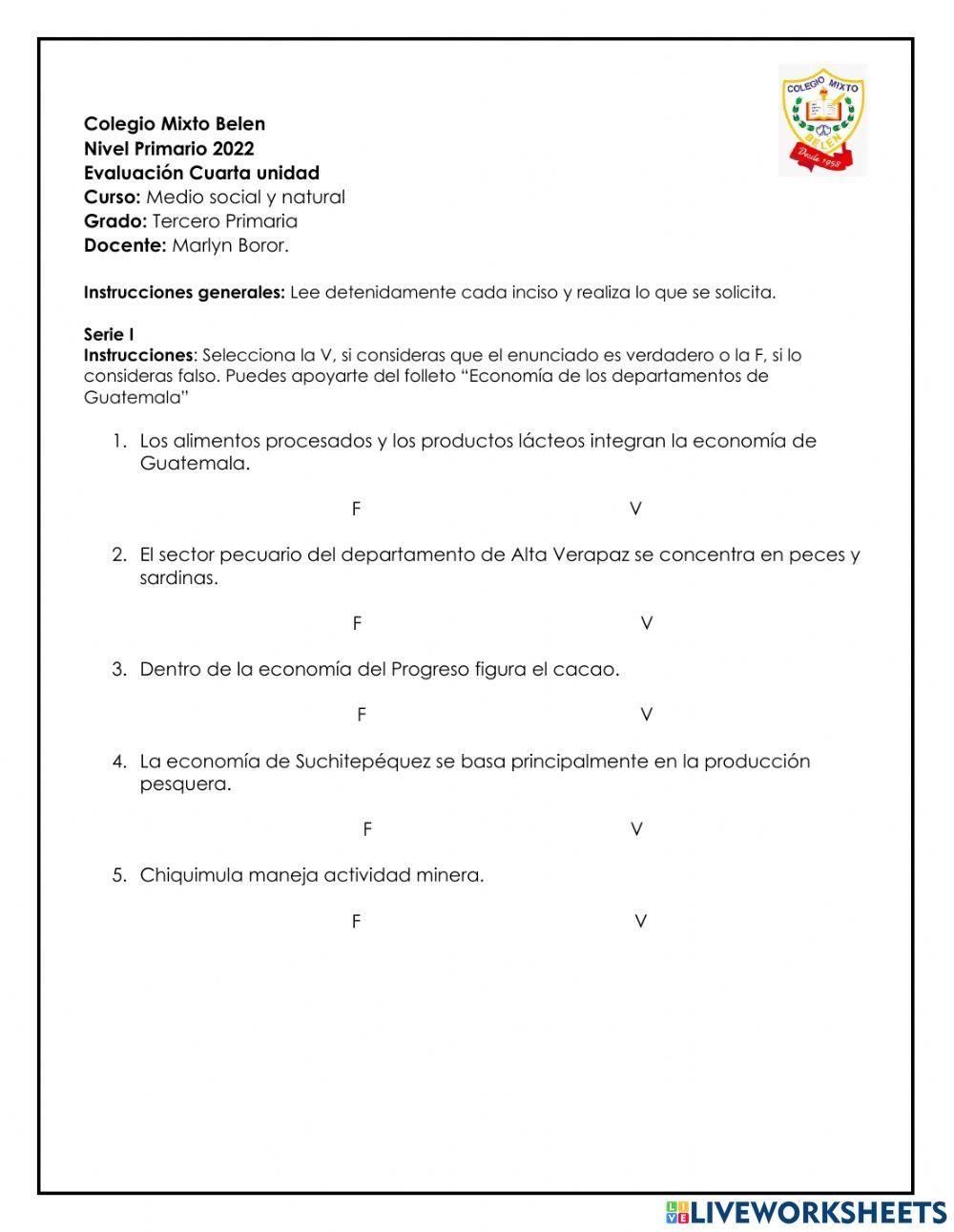 Evaluación de Bimestre IV