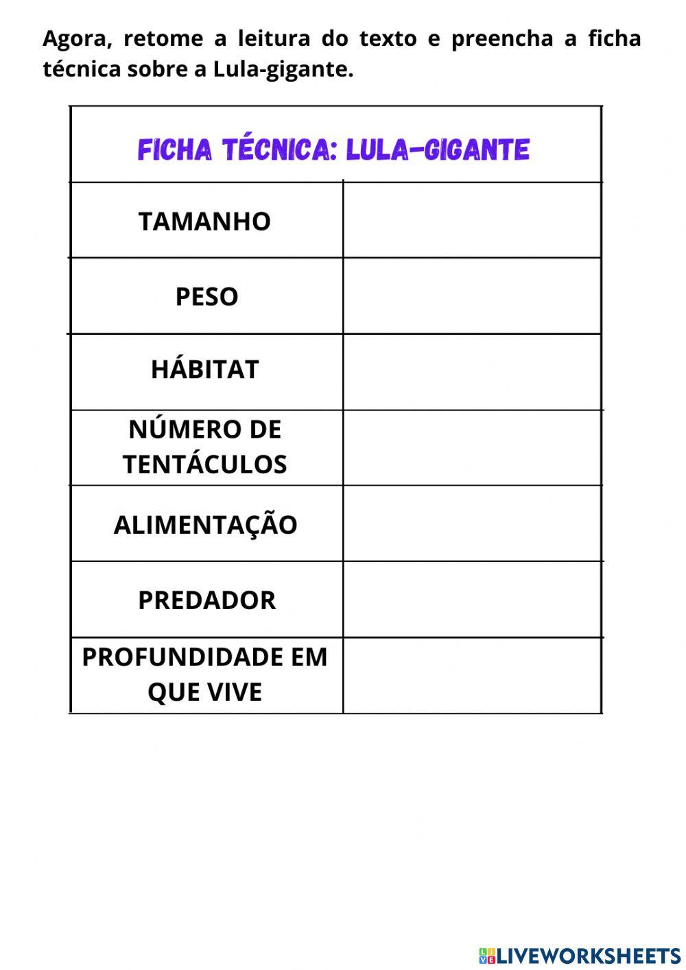 Verbete de curiosidade - lula-gigante