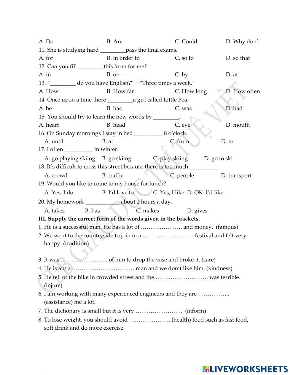 TA vào 6 ĐTĐ đề 7