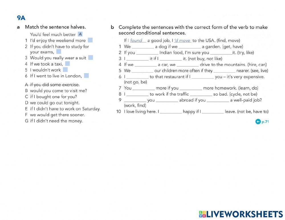 9A Second conditional exercises
