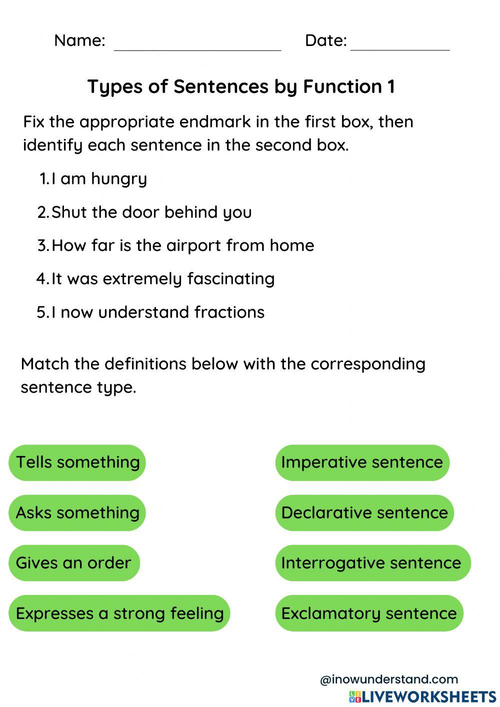 Types of Sentences by Function 1