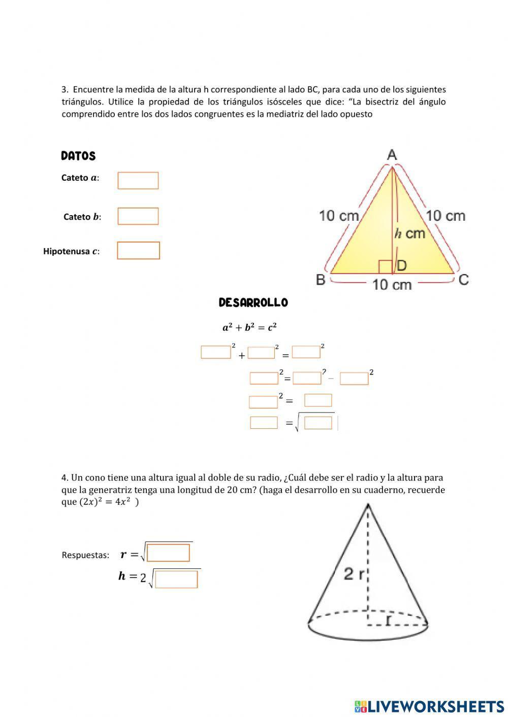 Aplicaciones del teorema de Pitágoras