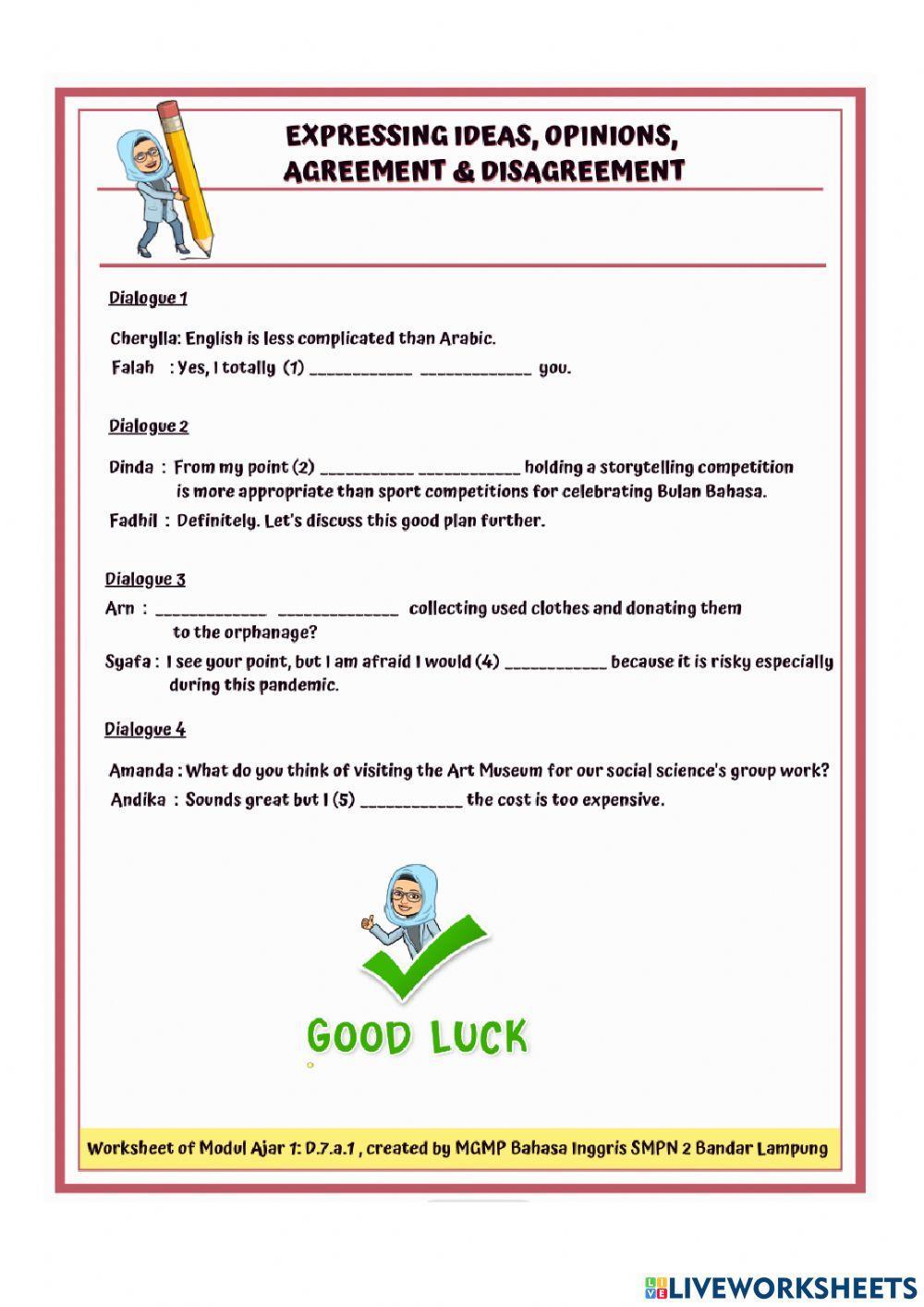 Expressing Ideas, Opinions, Showing Disagreement and Agreement