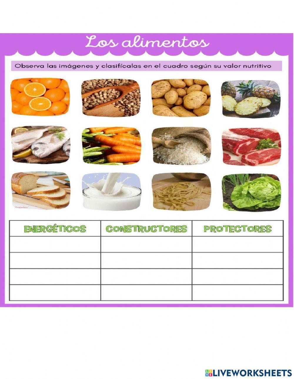 Los alimentos y su clasificación