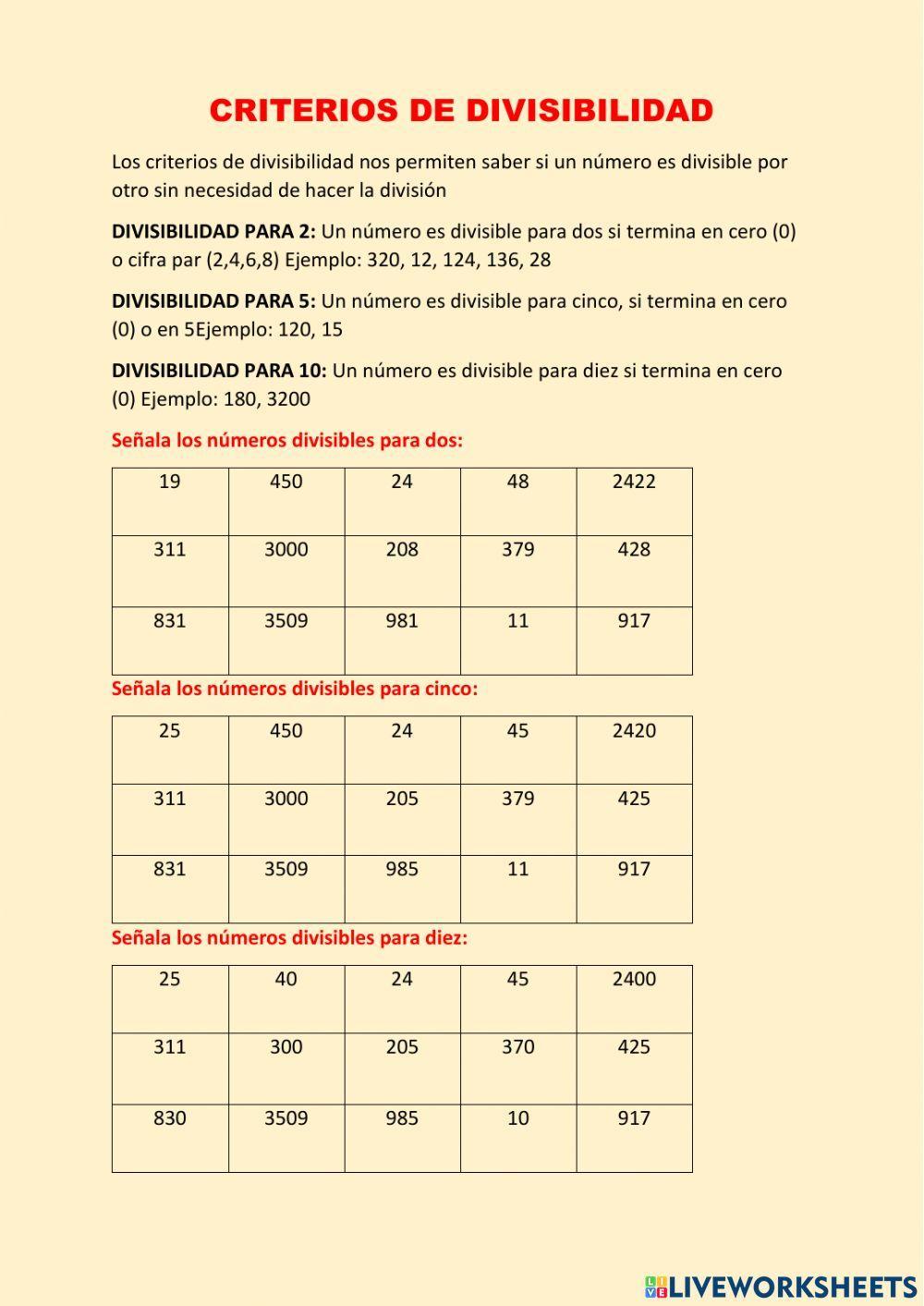 Criterios de divisibilidad