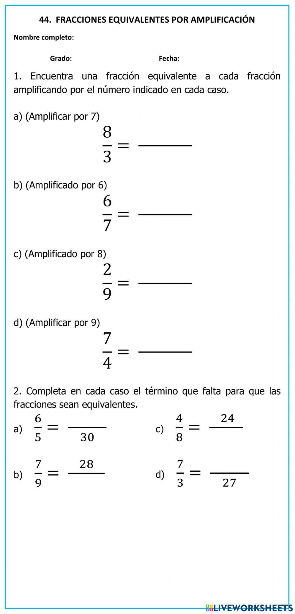 44. fracciones equivalentes por amplificación