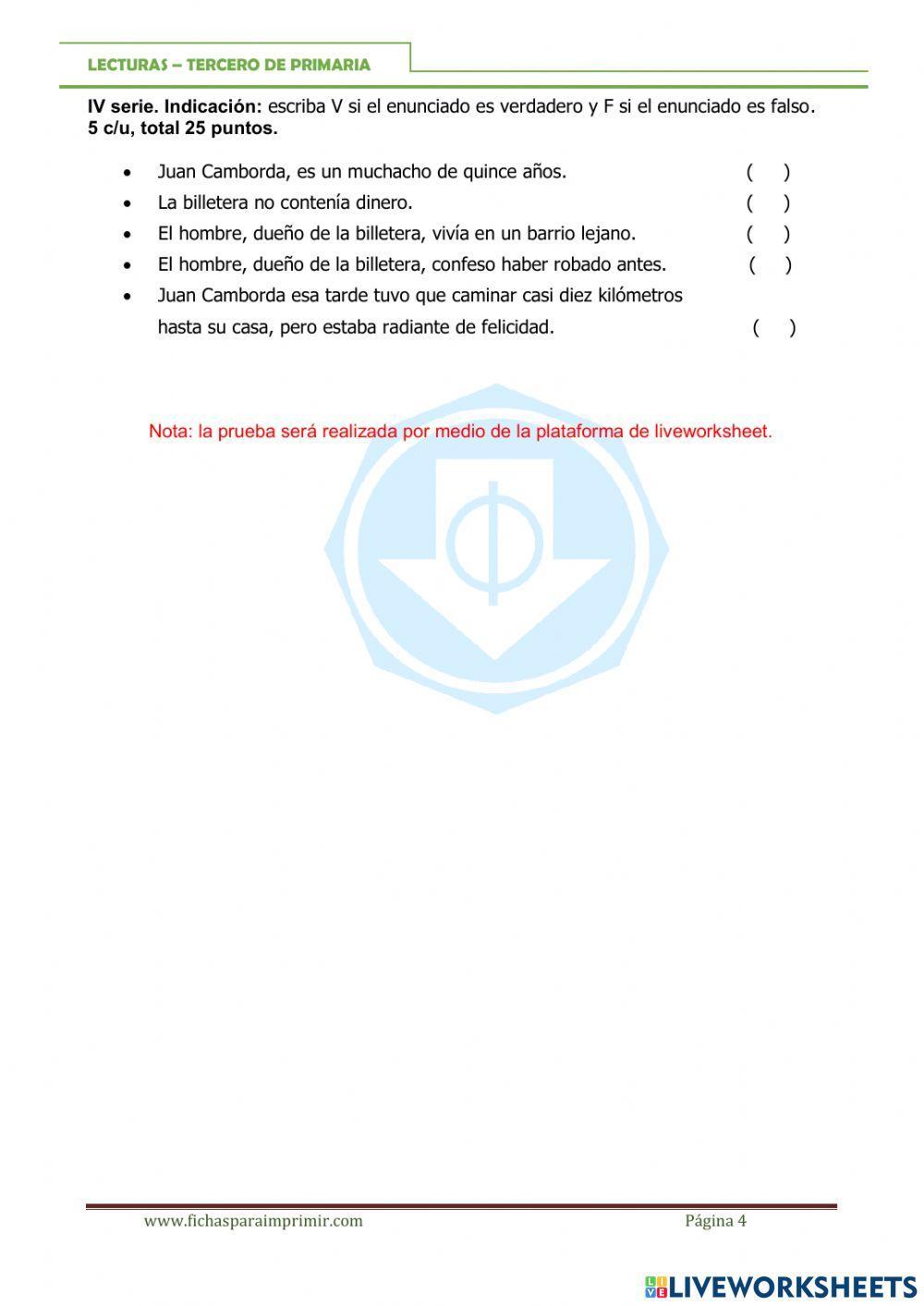 Evaluación de Lectura