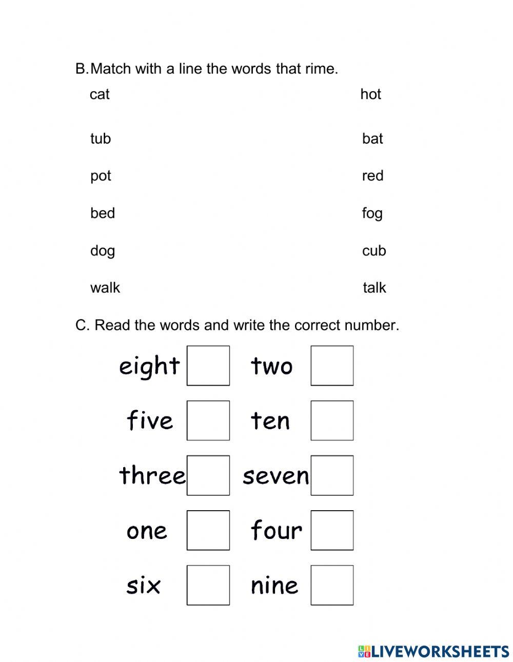 Rhymin words and numbers