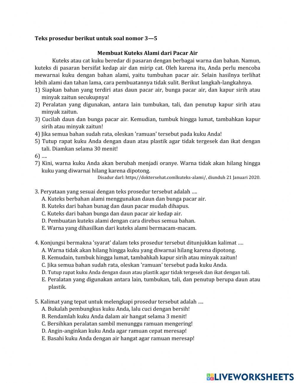 Ulangan Harian 1 (Teks Prosedur)