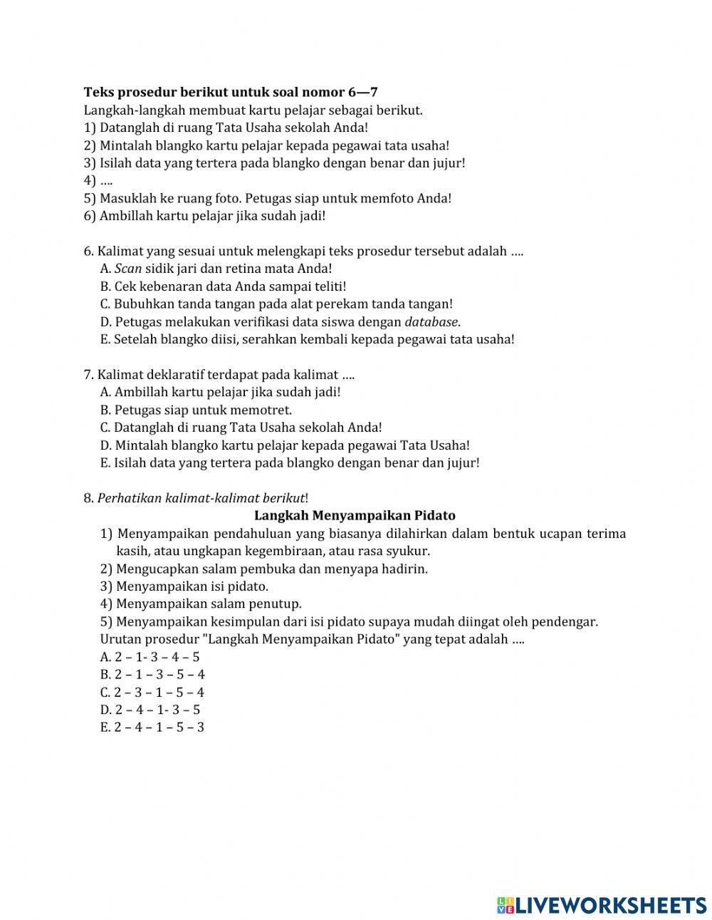 Ulangan Harian 1 (Teks Prosedur)