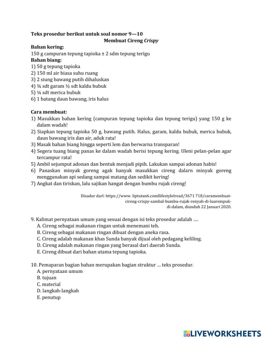 Ulangan Harian 1 (Teks Prosedur)