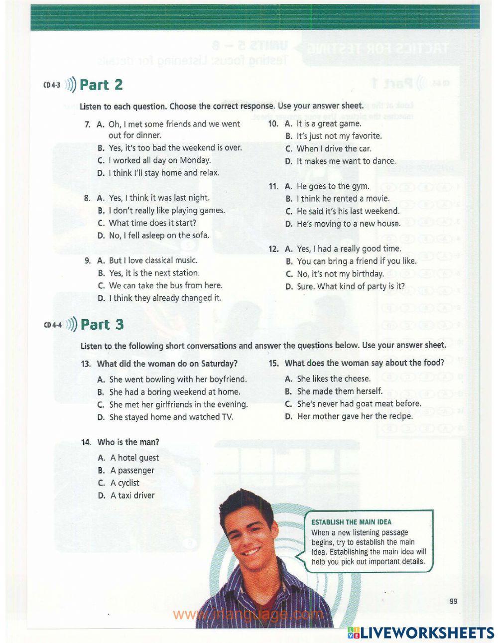 Tactics For Listening - Developing - Test 1 (U1-4)