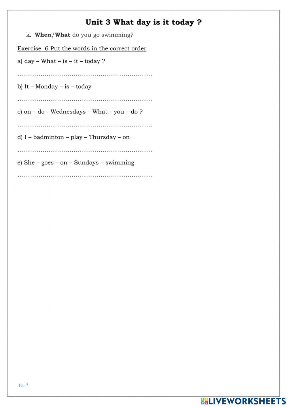 English  4 Unit 3 What day is it today?