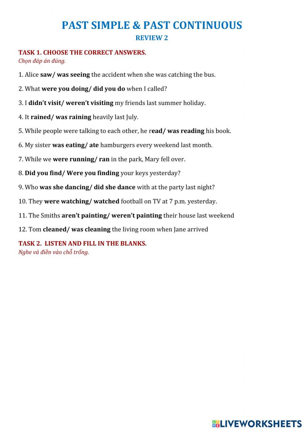 Past tenses review 2