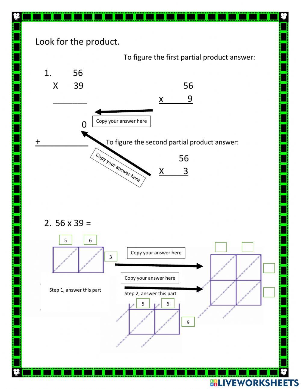Practice Worksheet long and lattice method worksheet | Live Worksheets