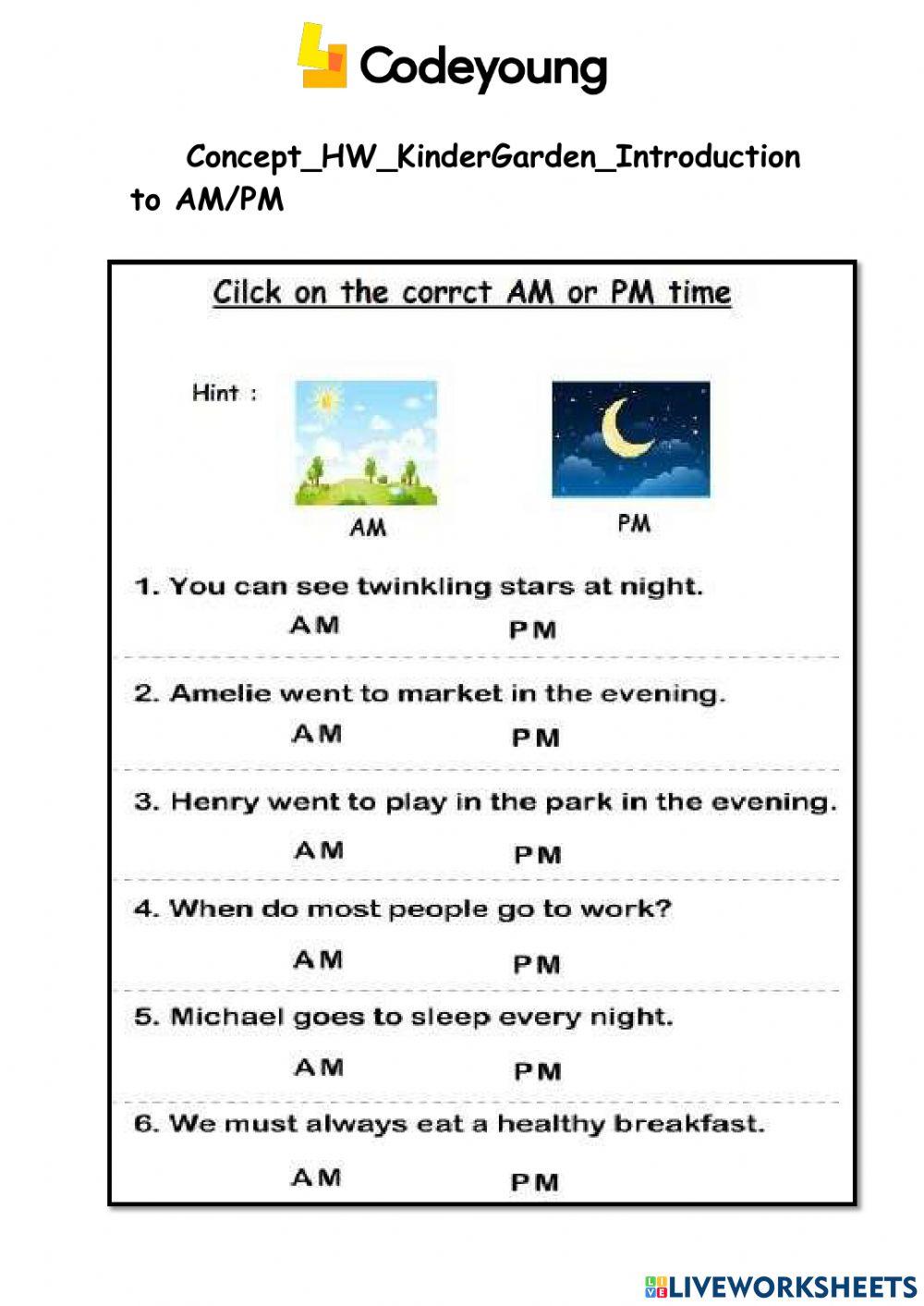Time- Am Pm worksheet | Live Worksheets time-am-pm-worksheet-live-worksheets