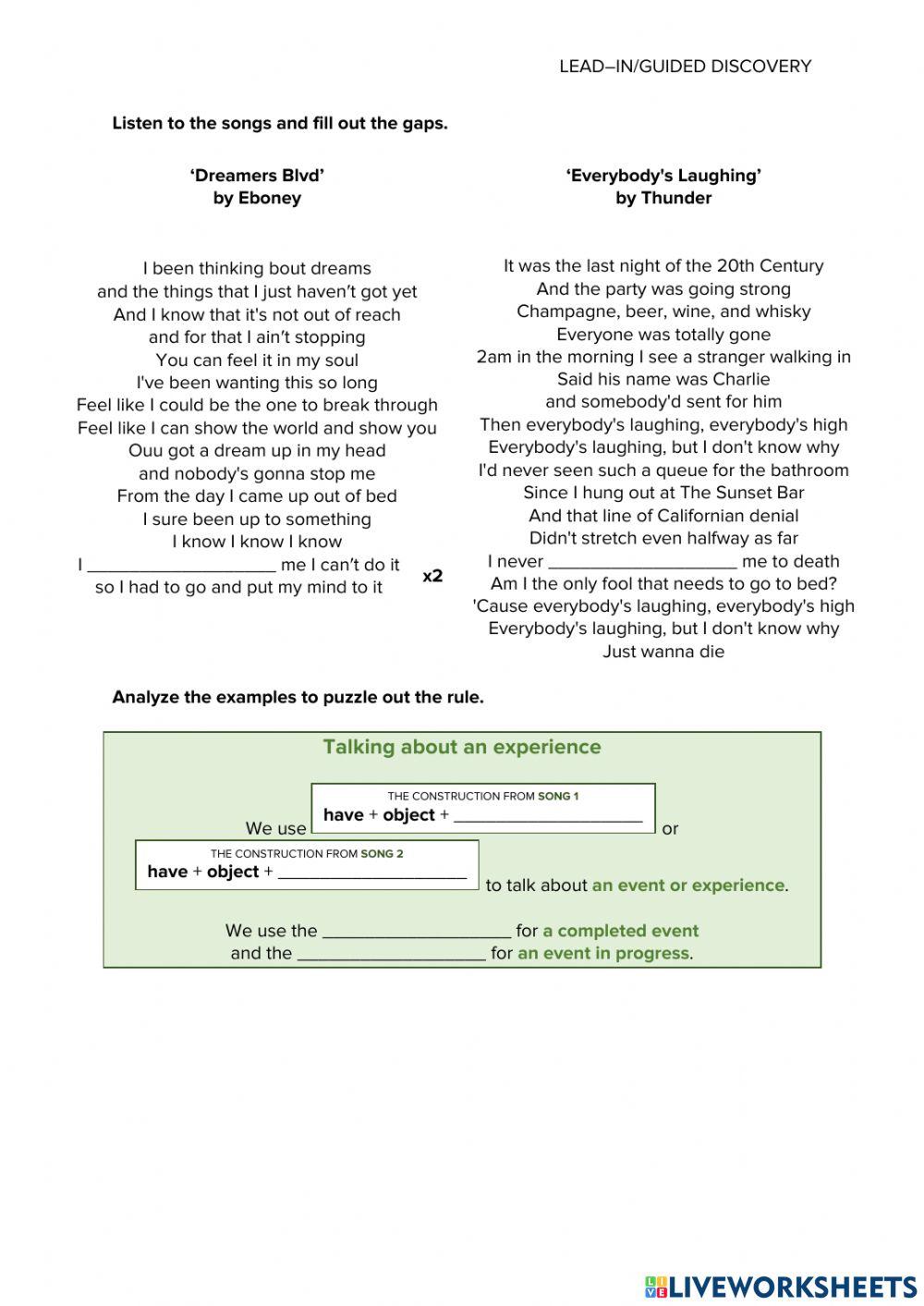 CAUSATIVES (3) – REVIEW – LEAD-IN, GUIDED DISCOVERY