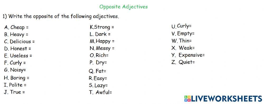 Opposite adjectives