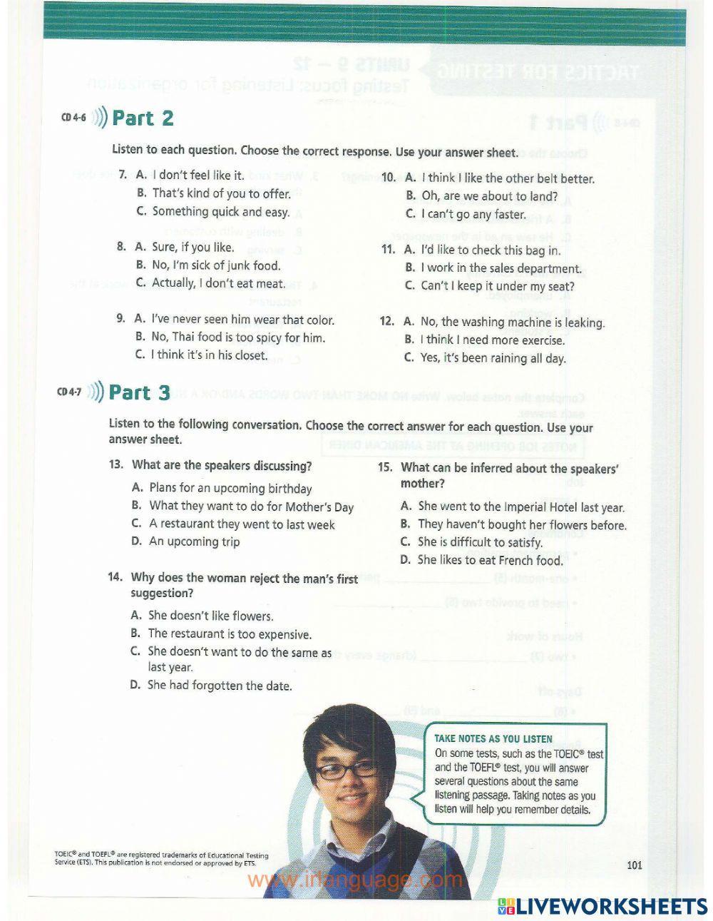 Tactics For Listening - Developing - Test 2 (U5-8)