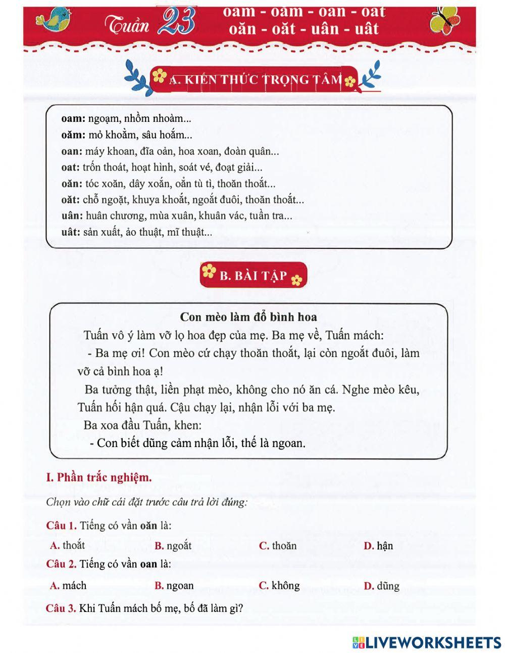 Tiếng Việt 1 - Tuần 23