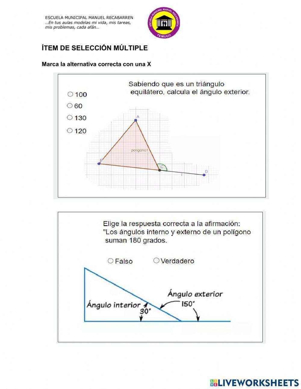 Ángulos interiores y exteriores de polígonos