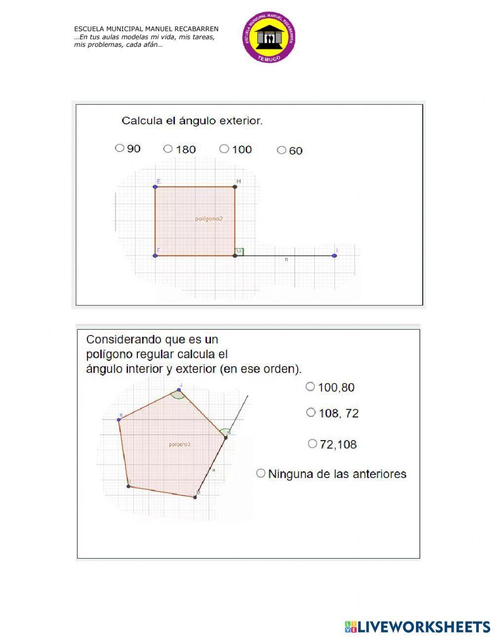 Ángulos interiores y exteriores de polígonos