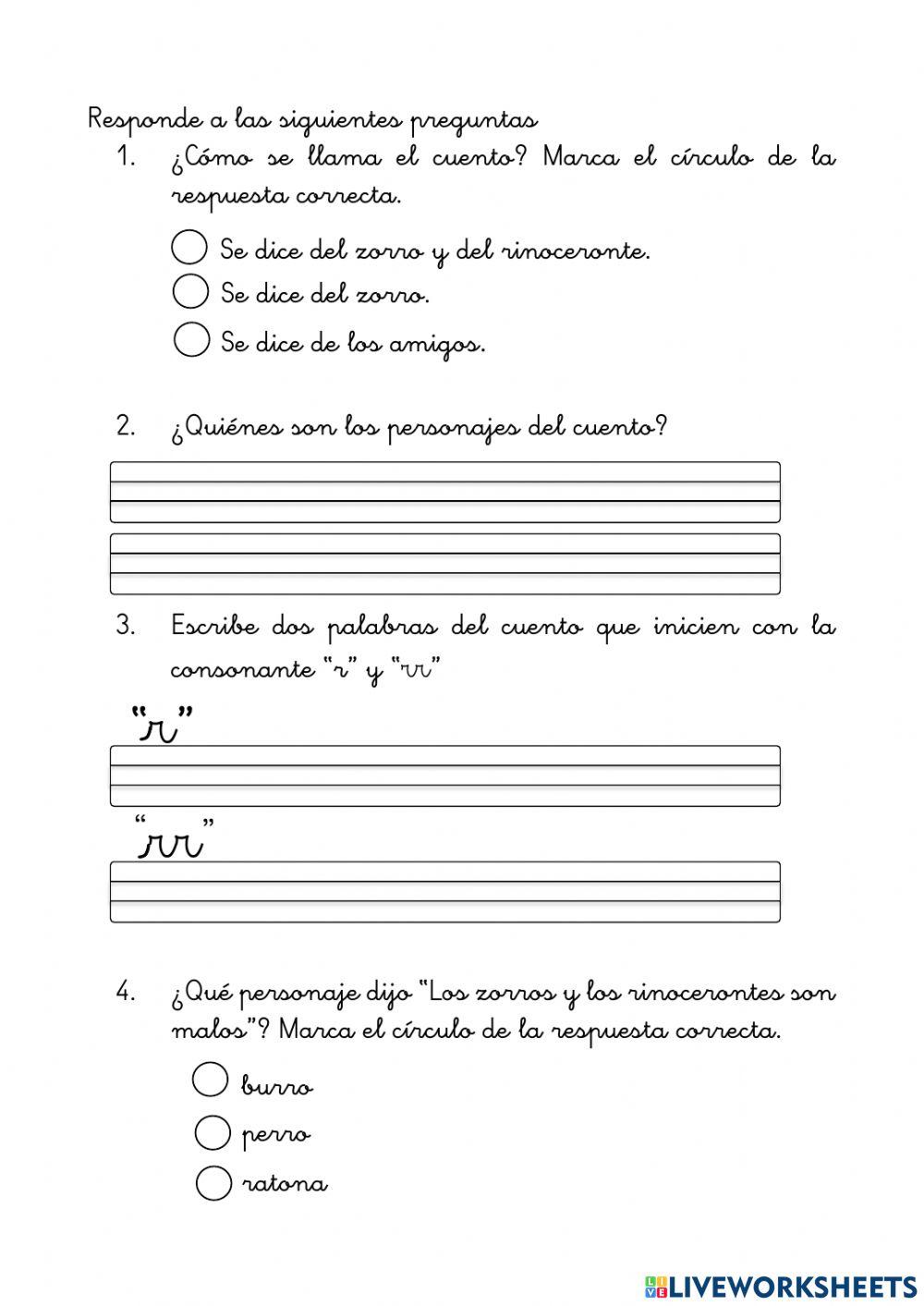 Comprensión lectora -r - rr-