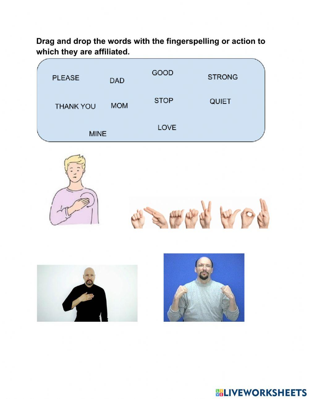 Sign Language Worksheet online exercise for Live Worksheets