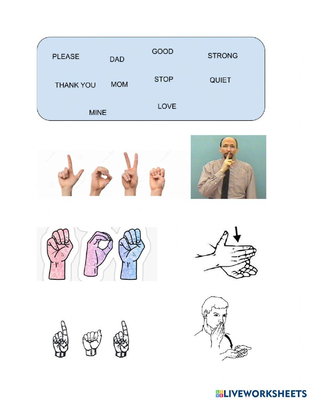 Sign Language Worksheet online exercise for Live Worksheets