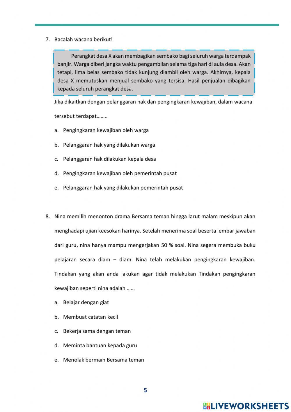 Uji Kompetensi 2 Kasus - Kasus Pelanggaran Hak dan Pengingkaran Kewajiban