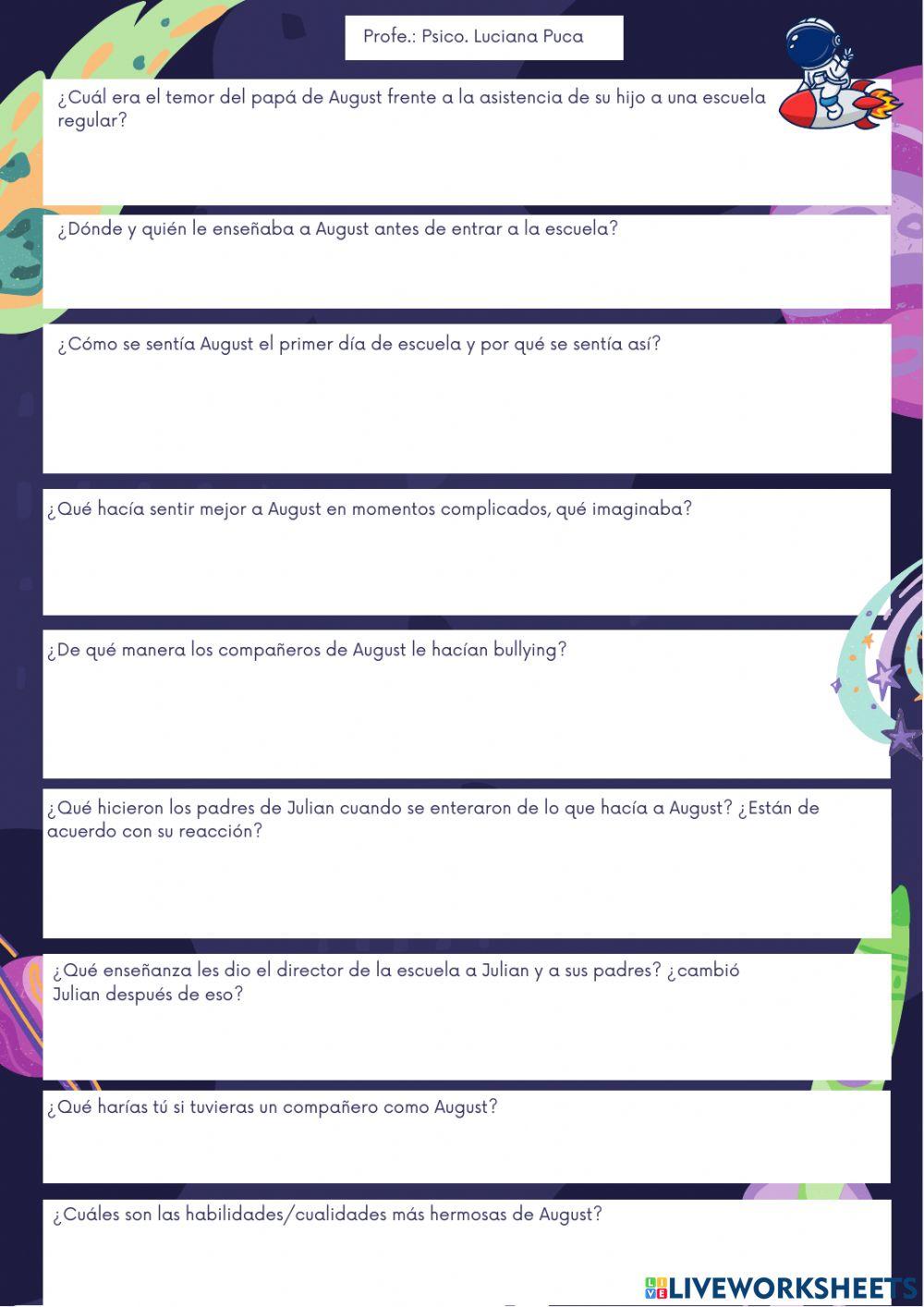 Ficha comprensiva WONDER (EXTRAORDINARIO)