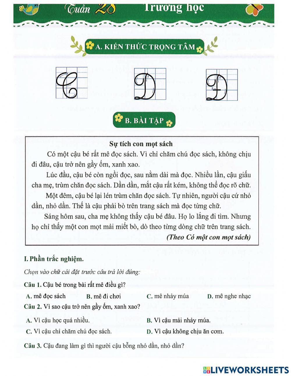 Tiếng Việt 1 - Tuần 28