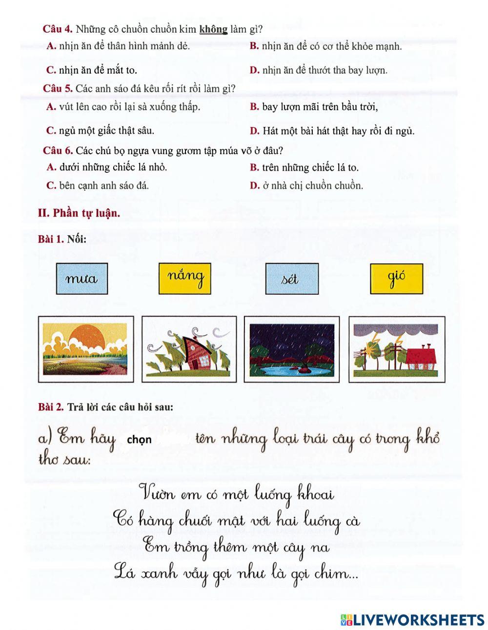 Tiếng Việt 1 - Tuần 29