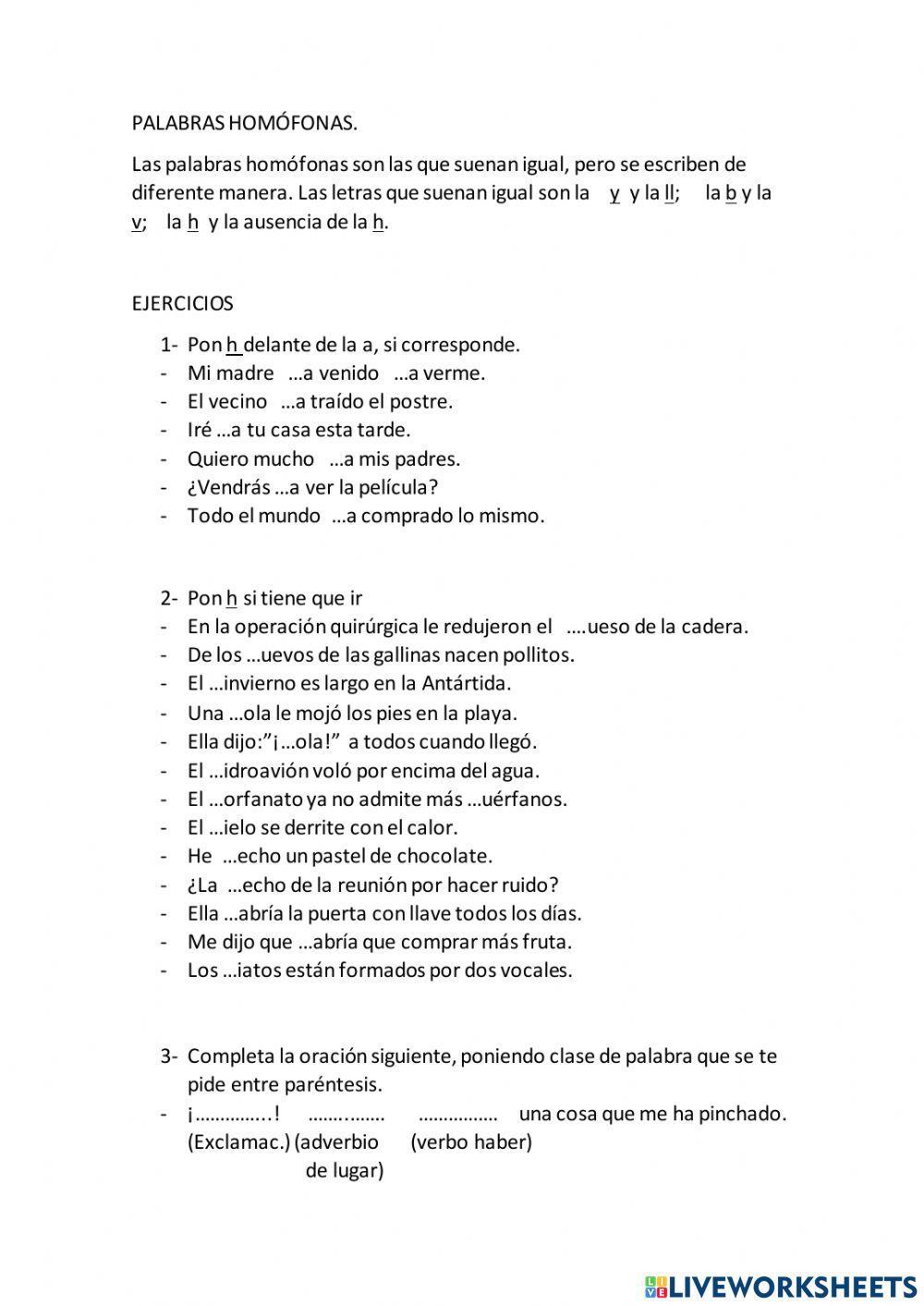 Uso de la h en castellano