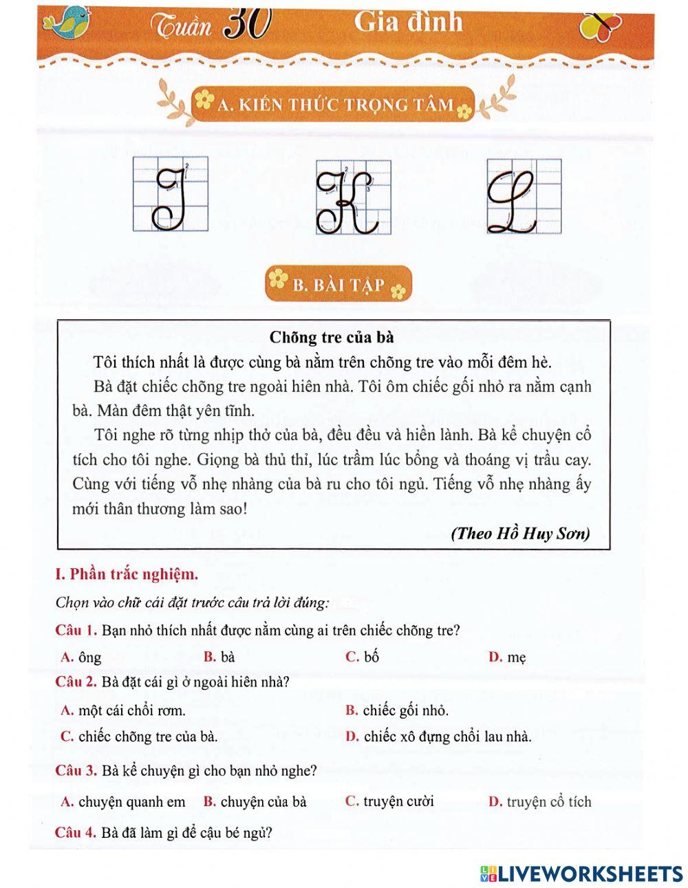 Tiếng Việt 1 - Tuần 30