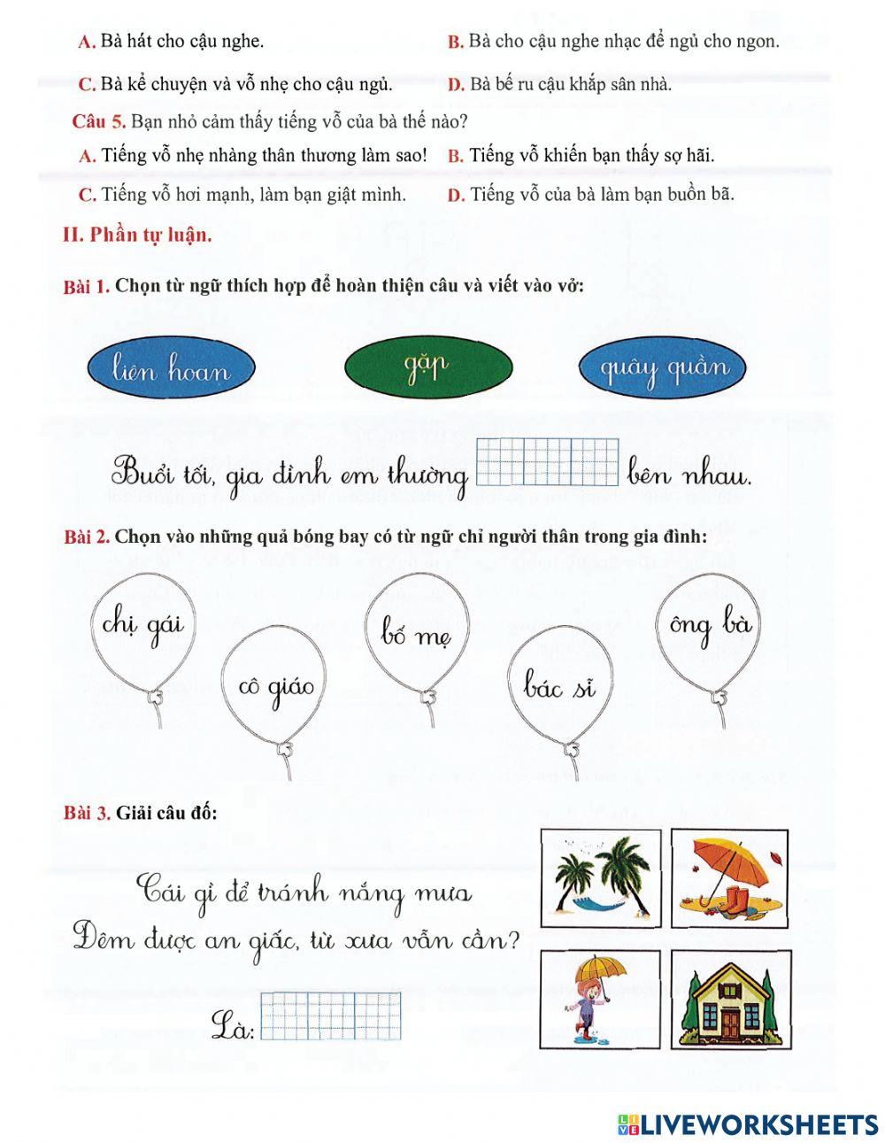 Tiếng Việt 1 - Tuần 30