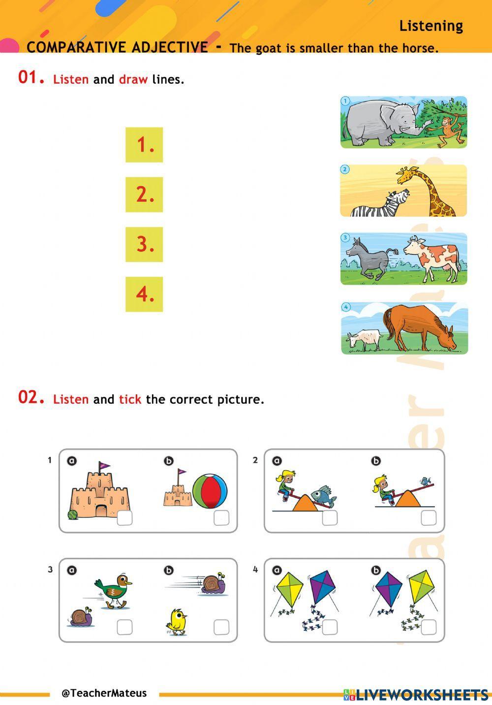 FF 2 - Unit 13 - COMPARATIVE ADJECTIVE - The goat is smaller than the horse