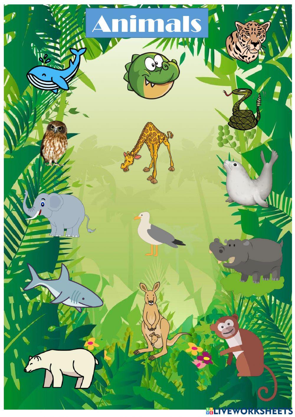 Animals online exercise for Elementary Live Worksheets