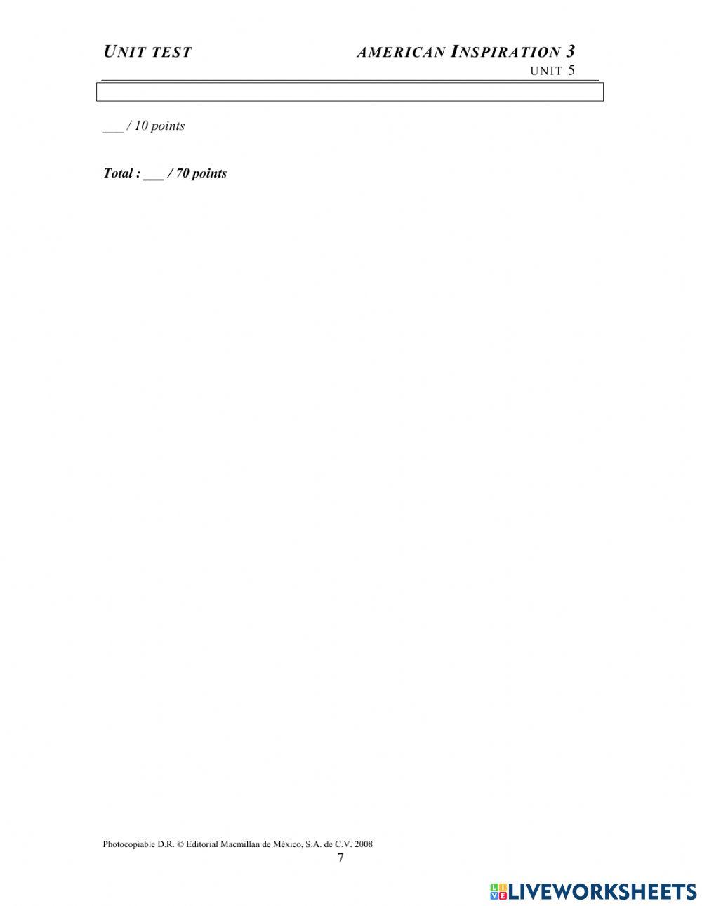 AMERICAN 3 UNIT 5 TEST 