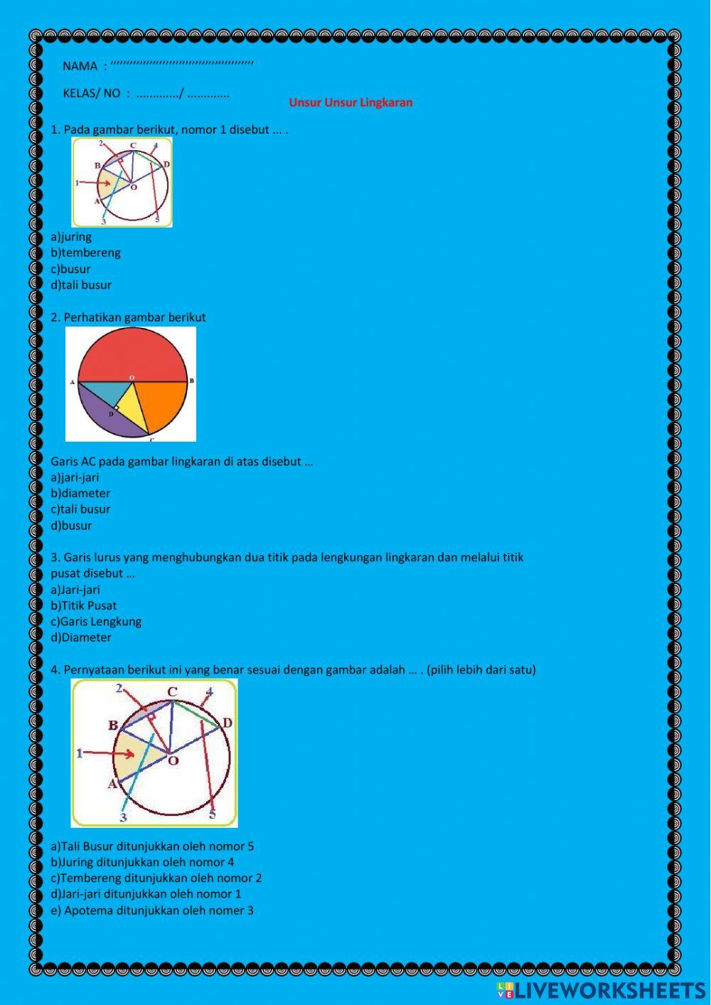 Lembar kerja matematika