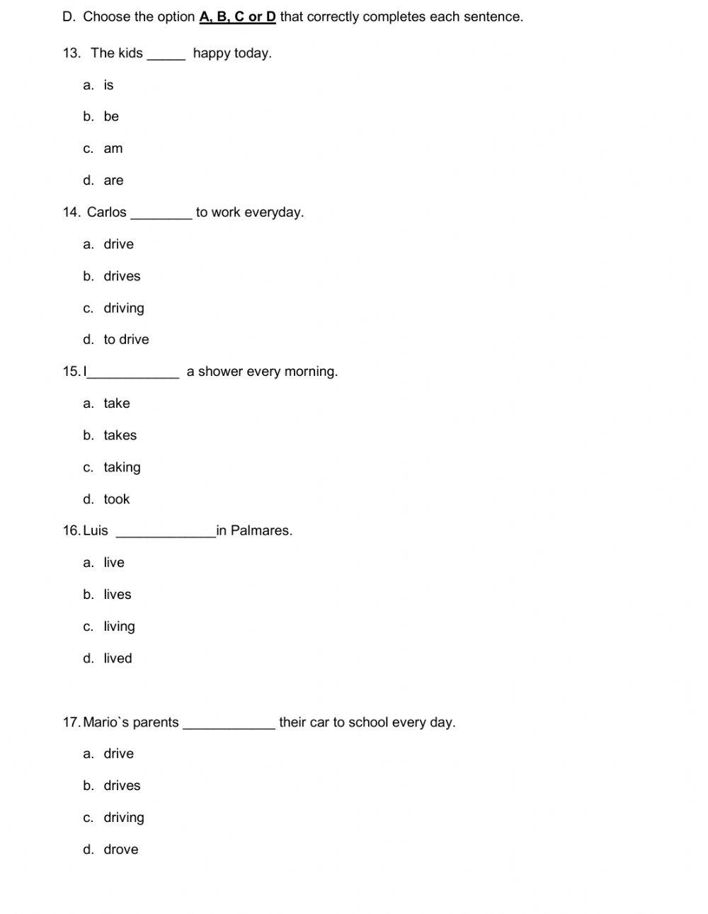 WRITING PLACEMENT TEST 2022