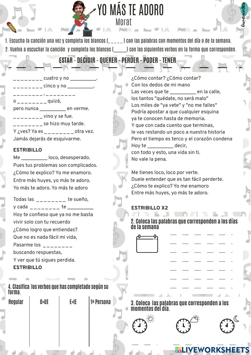 Yo más te adoro- Días de la semana (Espanishing)