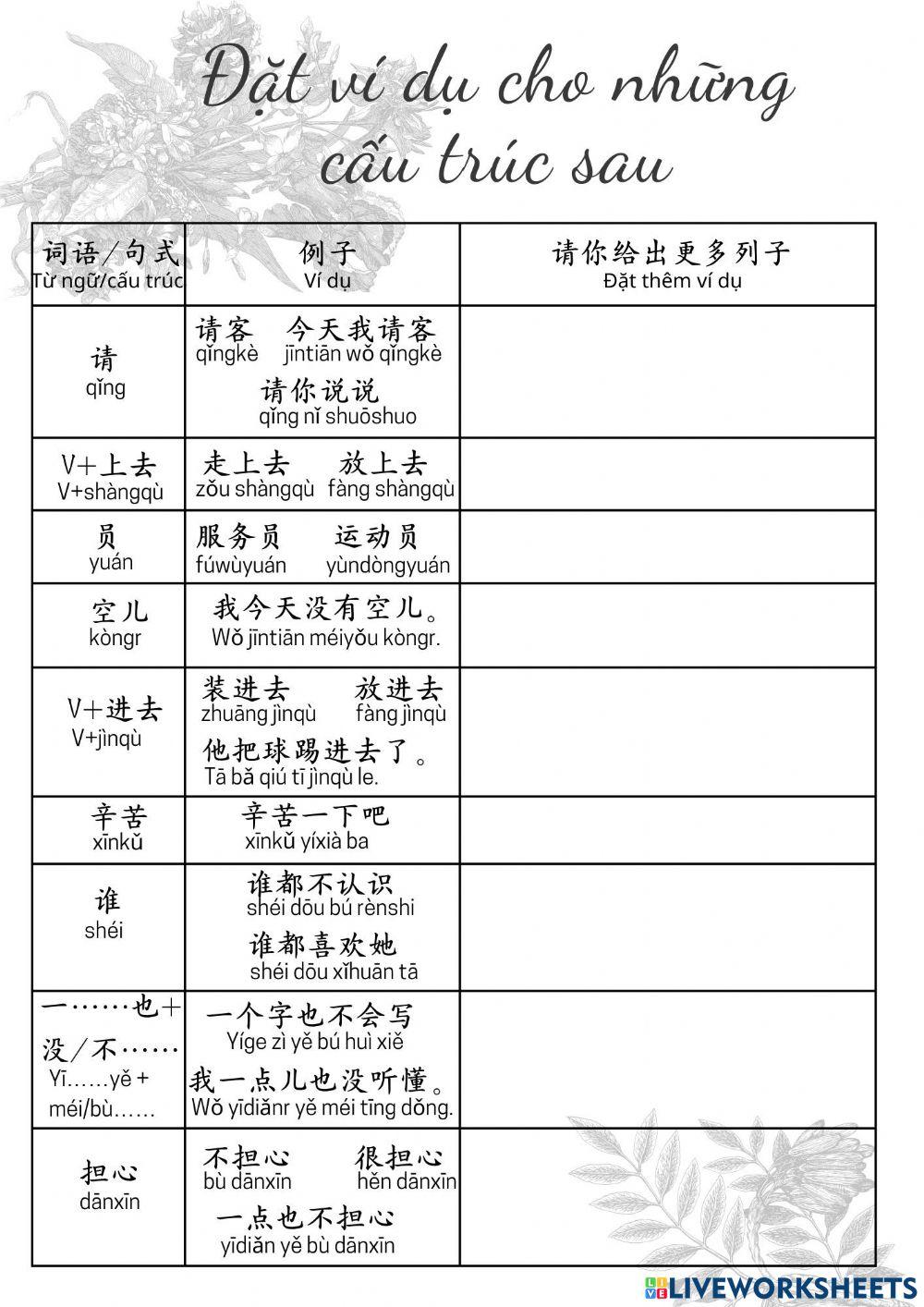Bài tập bài khóa