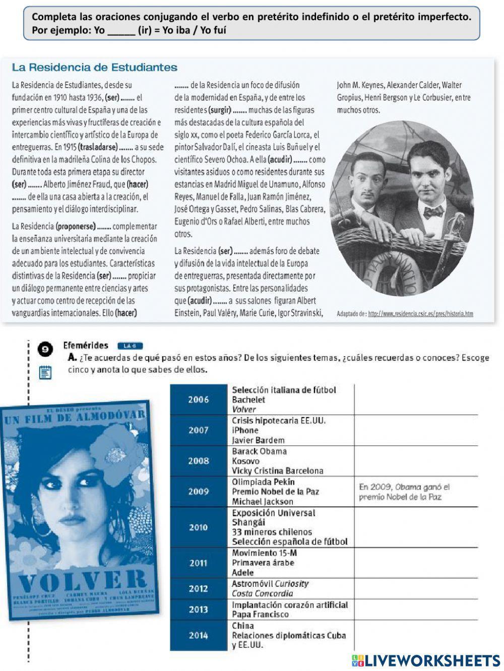 Pretérito indefinido e imperfecto