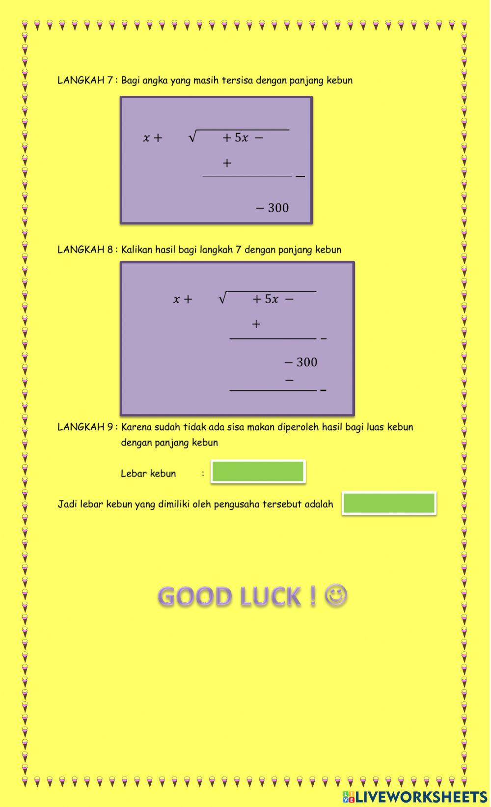 Operasi pembagian bentuk aljabar