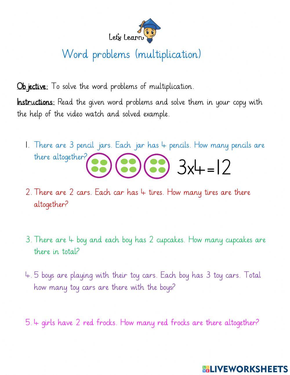 Word problems multiplication